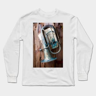 Weathered Tuba Hanging On Old Wall Long Sleeve T-Shirt